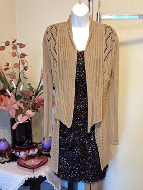 Robert Kitchen Luxury Knit Open Front Cardigan Lightweight Warm Sweater Coat